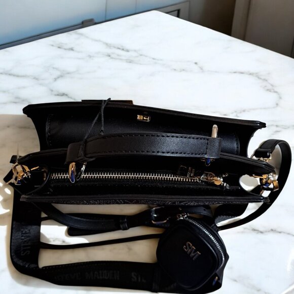 Steve Madden Bevelynn Rhinestone LOGO Silver Satchel NWT - Picture 10 of 15